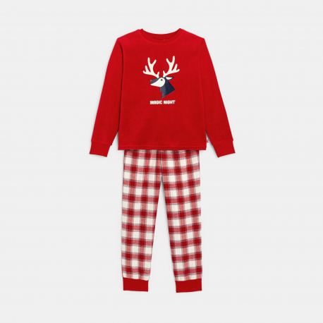 Okaidi Pyjama 2 pieces rouge motif cerf Garcon
