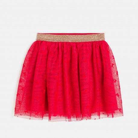 Okaidi Jupe en tulle a motif noeud rouge Fille