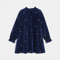 Okaidi Robe bleu marine en velours Fille