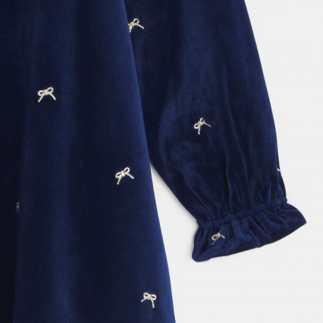 Okaidi Robe bleu marine en velours Fille