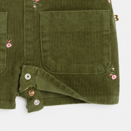 Obaibi Σαλοπέτα κοντή από κεντημένο βελούδο πράσινο για μωρά κοριτσάκια