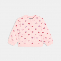 Obaibi Μπουφάν teddy με φλοράλ σχέδιο από χνουδωτό ύφασμα για μωρά κοριτσάκια