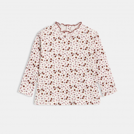 Obaibi T-shirt cote plate col ondule marron bebe fille