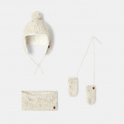 Obaibi Σκουφάκι σε περουβιανό στυλ, λαιμός και γαντάκια από πλεκτό ύφασμα με επένδυση σ