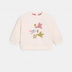 Obaibi Φούτερ από χνουδωτό ύφασμα πουλιά ροζ για μωρά κοριτσάκια