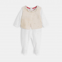 Obaibi Dors-bien velours blanc et gilet beige bebe fille