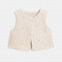 Obaibi Dors-bien velours blanc et gilet beige bebe fille