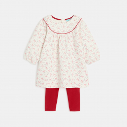 Obaibi Robe ample imprimee et legging blanc bebe fille