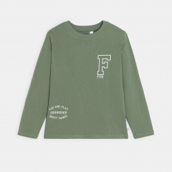 Okaidi Μπλούζα μακρυμάνικη με μήνυμα γκρι για αγόρια