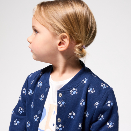 Obaibi Μπουφάν teddy με φλοράλ σχέδιο από χνουδωτό ύφασμα για μωρά κοριτσάκια