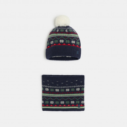 Okaidi Bonnet et snood bleu marine Garcon