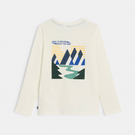 Okaidi T-shirt manches longues motif dos blanc Garcon