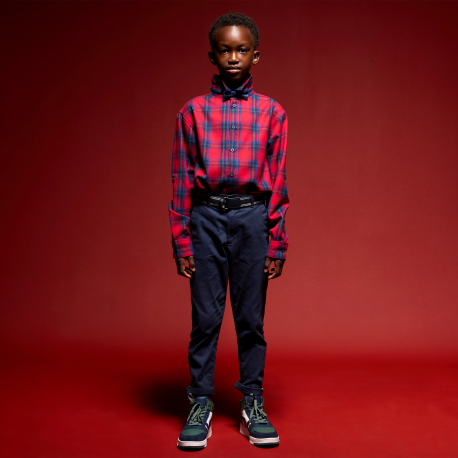 Okaidi Chemise a carreaux rouge Garcon