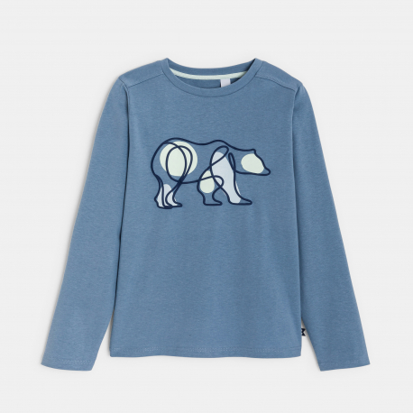 Okaidi T-shirt bleu motif ours Garcon