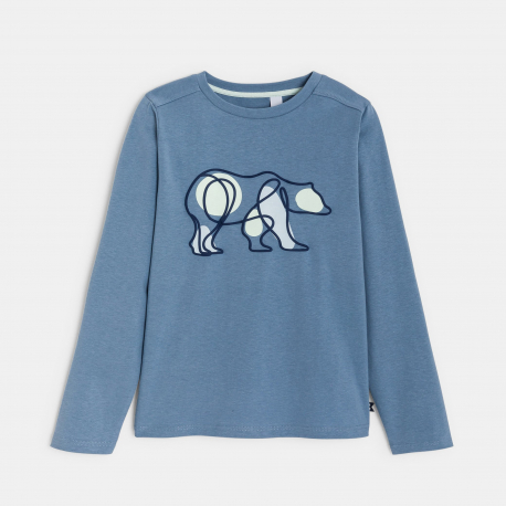 Okaidi T-shirt bleu motif ours Garcon