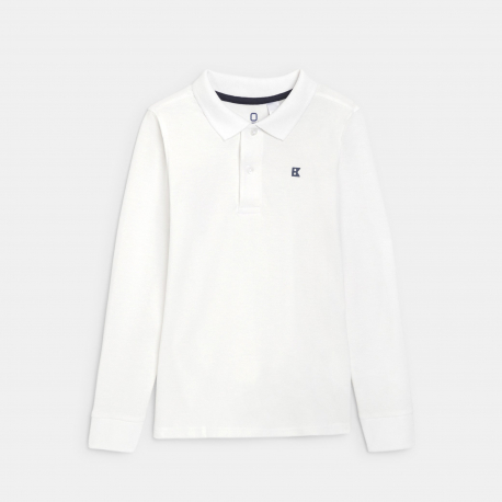 Okaidi Μπλούζα πόλο μακρυμάνικη, από βαμβακερό πικέ ύφασμα, μπλε για αγόρια