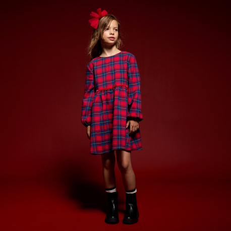 Okaidi Robe a carreaux rouge Fille