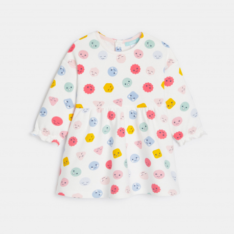 Obaibi Φόρεμα από χνουδωτό ύφασμα ελαφρύ συναισθήματα, λευκό για μωρά κοριτσάκια