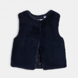 Okaidi Gilet en fausse fourrure bleu marine Fille