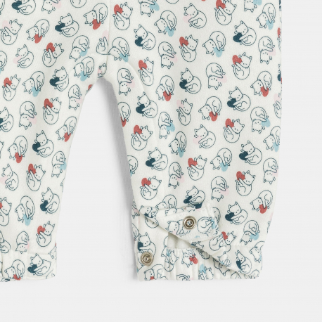 Obaibi Φορμάκι ολόσωμο μπεζ με μοτίφ γάτα για μωρά κοριτσάκια