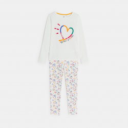 Okaidi Πιτζάμα καρδιά από μακό 2 τεμαχίων λευκή για κορίτσια