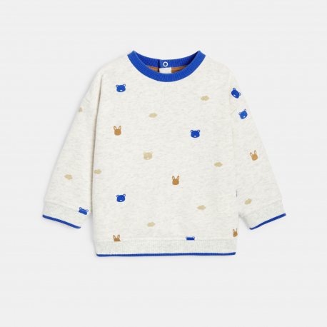 Obaibi Πουλόβερ υφασμάτινο με μοτίφ ζωάκια γκρι για μωρά αγοράκια