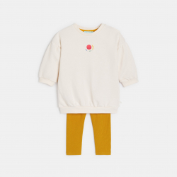 Obaibi Φόρεμα πουλόβερ από χνουδωτό ύφασμα και λευκό κολάν για μωρά κοριτσάκια