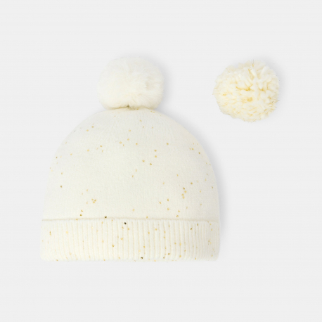 Okaidi Σκουφάκι με παγέτες εκρού για κορίτσια