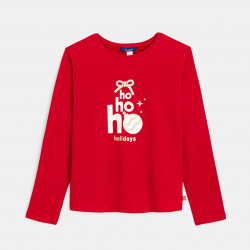 Okaidi T-shirt rouge a motif festif Fille