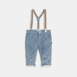 Obaibi Παντελόνι από κοτλέ βελούδο με τιράντες πορτοκαλί μπλε για μωρά αγοράκια