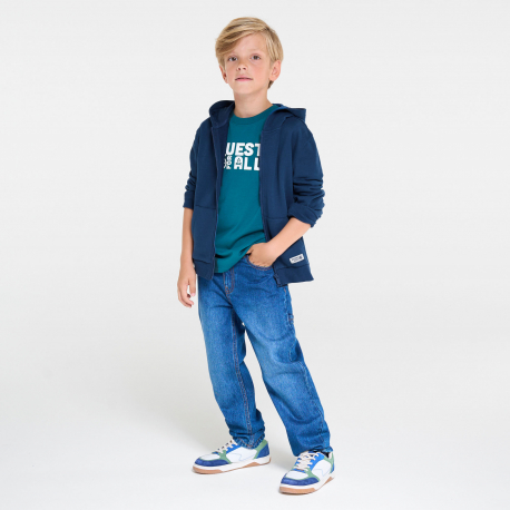 Okaidi Φούτερ με φερμουάρ και κουκούλα πράσινο για αγόρια