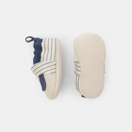 Obaibi Παπουτσάκια αγκαλιάς δερμάτινα με μοτίφ σκύλο μπλε για μωρά αγοράκια