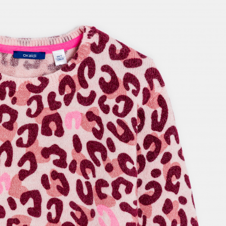 Okaidi Πουλόβερ με τυπωμένα σχέδια λεοπάρ ροζ για κορίτσια