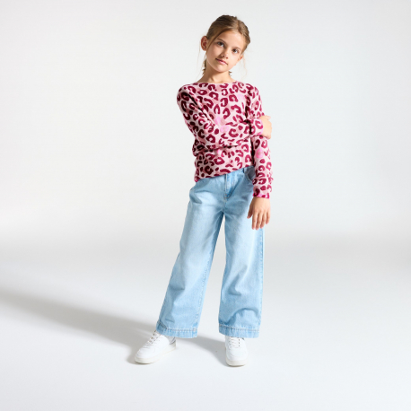 Okaidi Πουλόβερ με τυπωμένα σχέδια λεοπάρ ροζ για κορίτσια