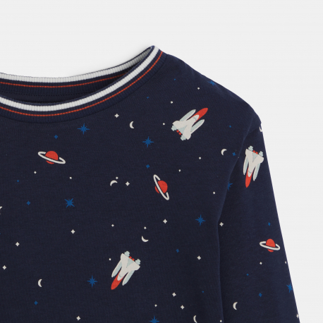 Okaidi Πιτζάμα 2 τεμαχίων από μακό σε ναυτικό μπλε για αγόρια