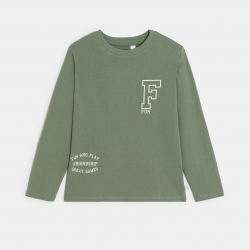 Okaidi Μπλούζα μακρυμάνικη με μήνυμα γκρι για αγόρια