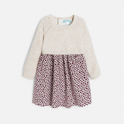Obaibi Φόρεμα 2 σε 1 από ύφασμα και βελούδο λεοπάρ μπεζ για μωρά κοριτσάκια