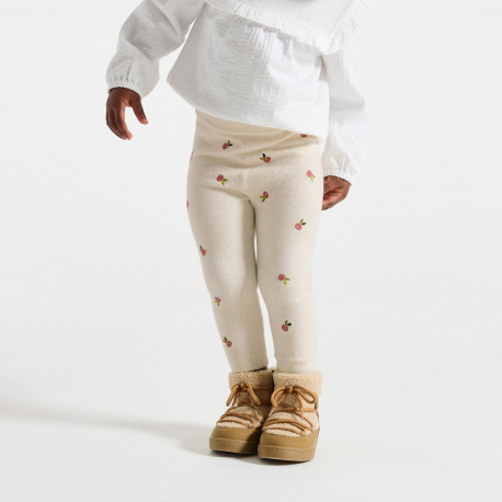 Obaibi Κολάν πλεκτό από μελανζέ νήμα λευκό με λουλούδια για μωρά κοριτσάκια