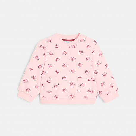 Obaibi Μπουφάν teddy με φλοράλ σχέδιο από χνουδωτό ύφασμα για μωρά κοριτσάκια