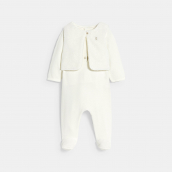 Obaibi Φορμάκι ύπνου από βελούδο και ζακέτα από μαλακό μποά, λευκή για μωρά κοριτσάκια