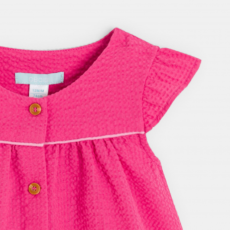 Obaibi Φόρεμα βαμβακερό με ιδιαίτερο σχέδιο ροζ για μωρά κοριτσάκια