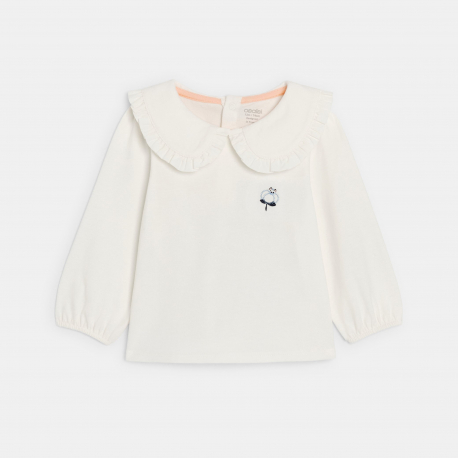 Obaibi Μπλούζα με μεγάλο γιακά λευκή για μωρά κοριτσάκια