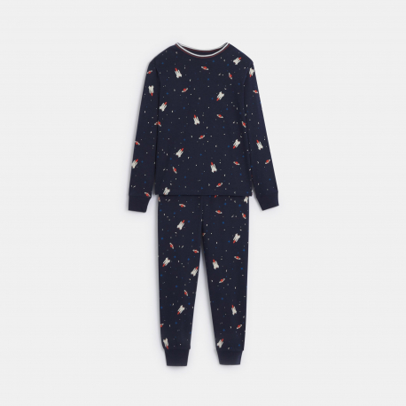 Okaidi Πιτζάμα 2 τεμαχίων από μακό σε ναυτικό μπλε για αγόρια