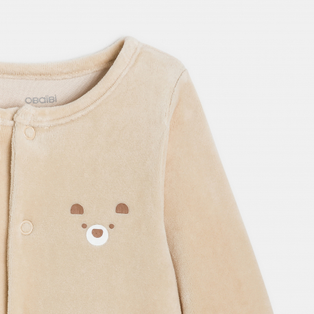 Obaibi Φορμάκι ύπνου από βελούδο, αρκουδάκι, ανοιχτό καφέ για μωρά αγοράκια (σετ των 2)