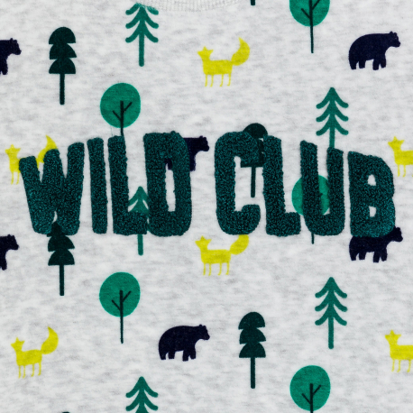 Okaidi Πιτζάμα 2 τεμαχίων από βελούδο με τυπωμένα σχέδια σε μπλε πράσινο για αγόρια