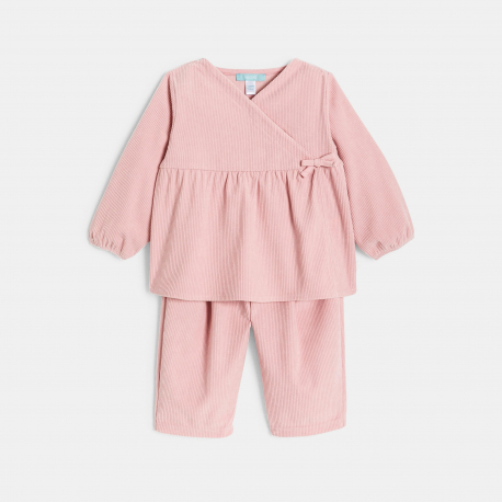 Obaibi Σύνολο από βελούδο ροζ για μωρά κοριτσάκια