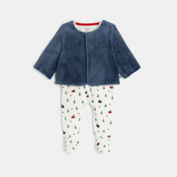 Obaibi Dors bien en velours blanc avec gilet bebe fille