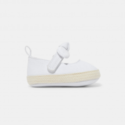 Obaibi Obaibi Μπαλαρίνες βαμβακερές με σόλα από σχοινί λευκές για μωρά κοριτσάκια
