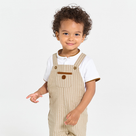 Obaibi Σαλοπέτα κοντή, ριγέ, και μπλουζάκι πόλο για μωρά αγοράκια