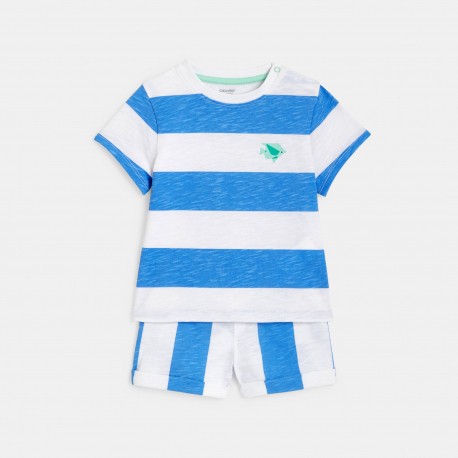 Obaibi Σετ μπλούζα και σορτς με ρίγες, μπλε για μωρά αγοράκια